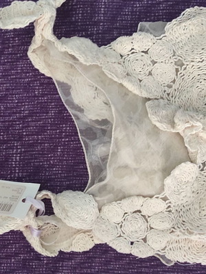 Baby bolero new, soft beige with lace up to 6 months