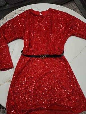 Extan Bebe Red Dress with Sequins like new, size 9-10 years