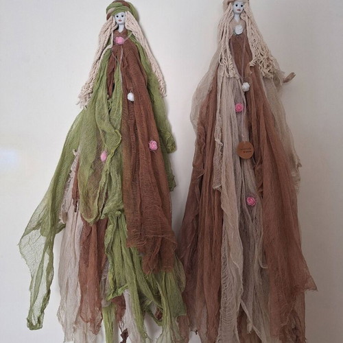 Set of 2 Handmade Decorative Wall Dolls Muses new