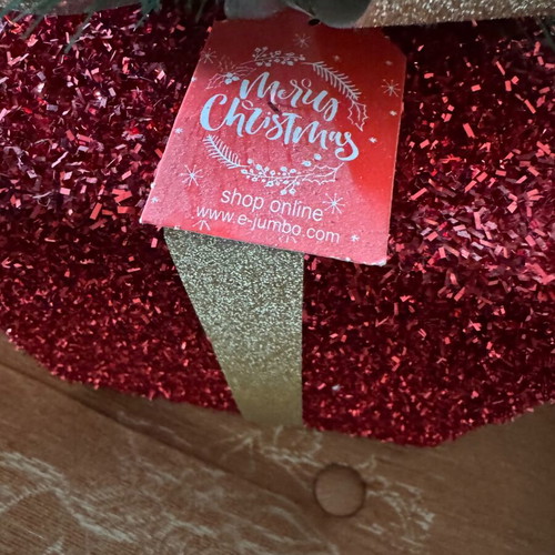 Christmas decorative gift like new, medium size, red with gold ribbon