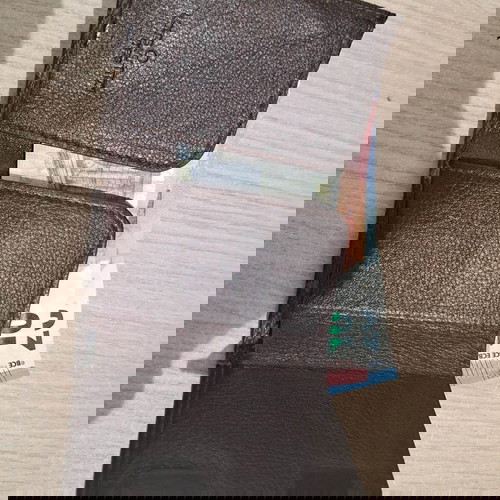 Кожен RFID портфейл с алуминиев държач за кредитни карти нов