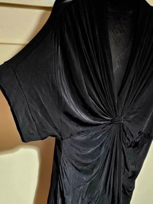Vardas blouse used, black, with 3/4 sleeves and knot detail
