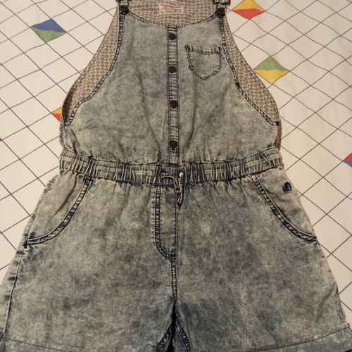 S.Oliver Vintage-Vibe Acid Wash Denim Short Overalls like new, blue