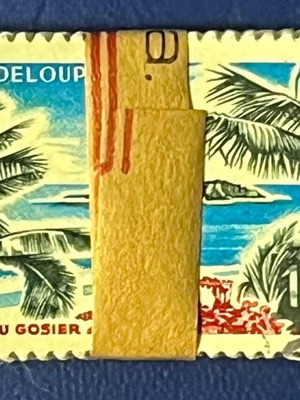 Guadeloupe Îlet du Gosier stamp like new, tropical landscape