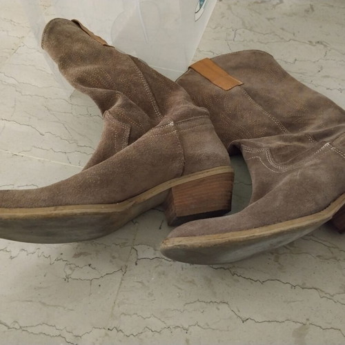 Women's leather boots like new, beige and brown, size 38.5