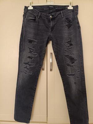 Guess Starlet Skinny Low women's jeans, dark grey distressed