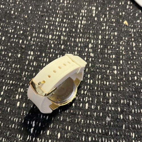 Mulco Chronograph watch with gold and white silicone strap, like new
