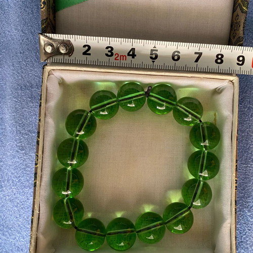 Glass bead bracelet new, calming green colors