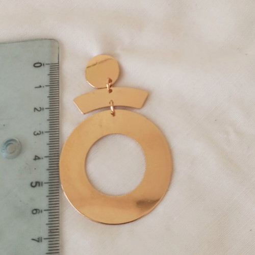 Large Gold Earrings with Geometric Circles Mirror Finish, new