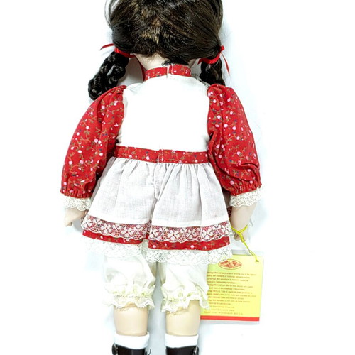 Vintage Heritage Mint Porcelain Doll 1990 Red White Floral Dress