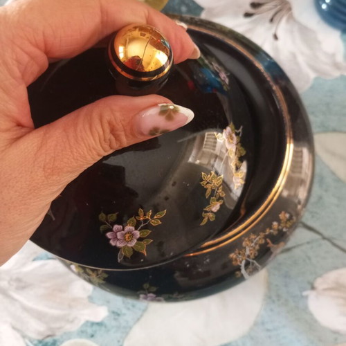 Vintage porcelain chocolate pot with handmade painting, like new
