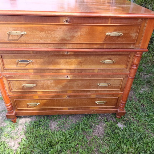 Vintage wooden dresser with 4 drawers used, 1970s