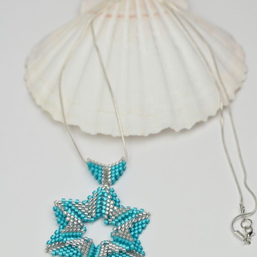 Star necklace custom made in turquoise and silver