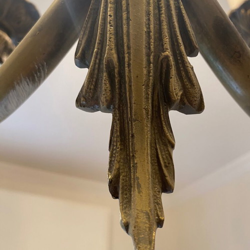 Bronze chandelier with 6 lights like new, carved brass