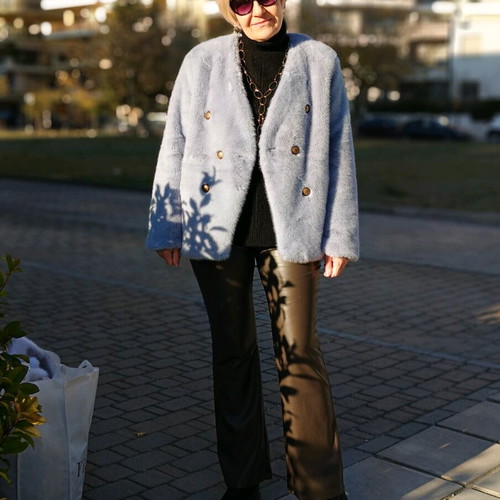 Fur jacket new Medium blue with tag