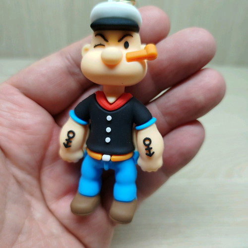 Popeye keychain new, multicolor soft rubber