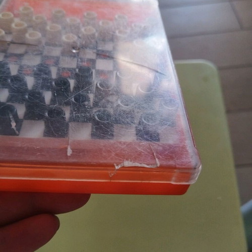 Vintage mini checkers board game used, plastic, 70s