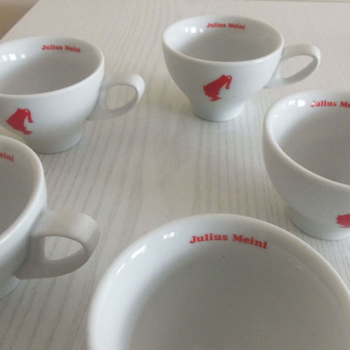 Julius Meinl porcelain coffee cups set of 5 used, white color