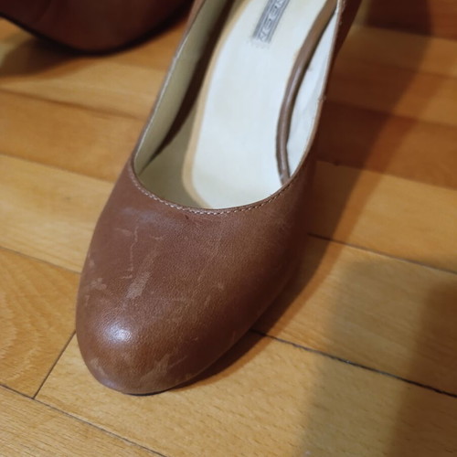 Buffalo Shoes brown high heels used, real leather size 39