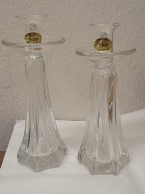 Bohemia style glass candlesticks set of 2, 25cm height, new