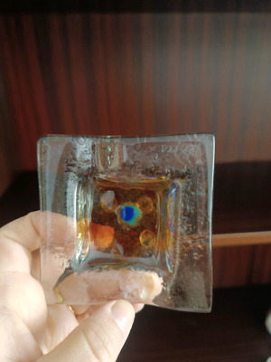 Murano glass square ashtray like new from Italy