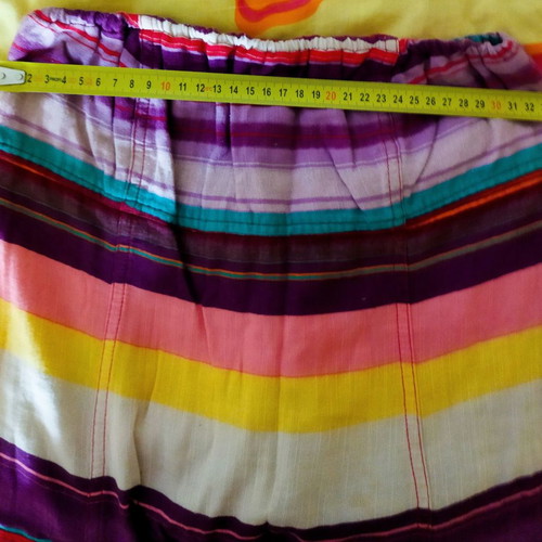 Medium strapless jumpsuit used, colorful, size 38 with belt
