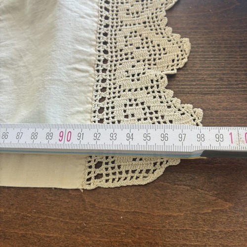 Vintage handmade cotton table runner like new, ecru color