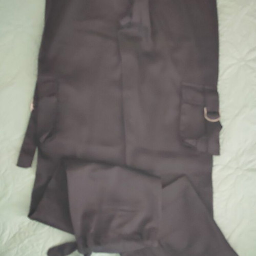 Bershka Black Satin Pants size 34 like new with chain