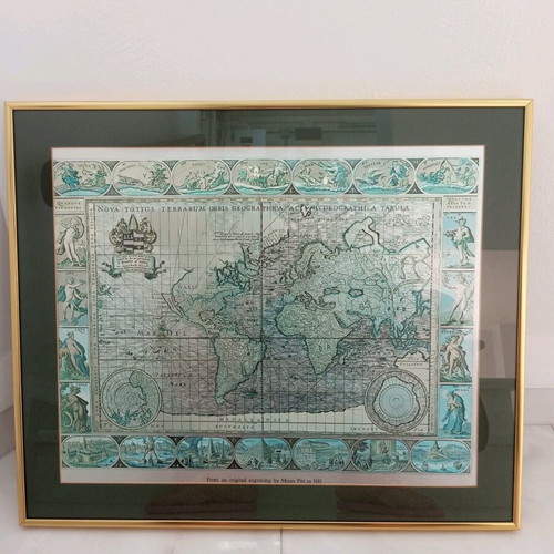 Map print painting like new, 61×51 cm