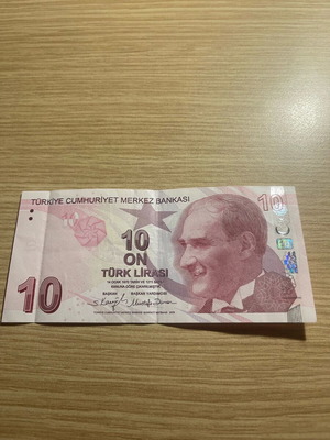 Turkish 10 Lira Banknote new, rare authentic
