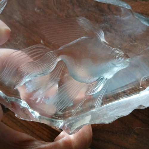 Mats Jonasson crystal sculpture like new, Sweden full lead fish