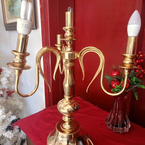 Vintage brass four-light lamp like new, height 60 cm