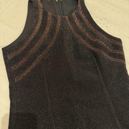 Day dress Small like new, black with metallic stripes
