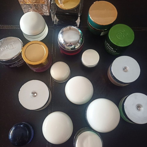 Face cream jars used, pack of 18, Biotherm, Dior, Lancaster, Lavie en Rose