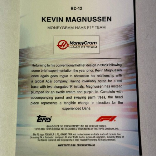 2024 Topps Chrome F1 Kevin Magnussen Helmet Collection like new