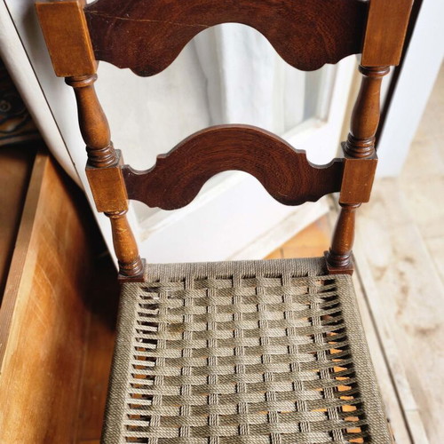 Vintage kitchen chairs used, set of 2 with woven seats