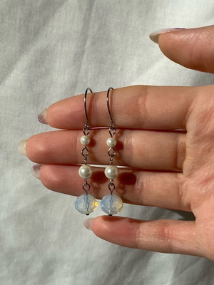 Handmade earrings with pearls and moonstone made to order, multicolor and silver