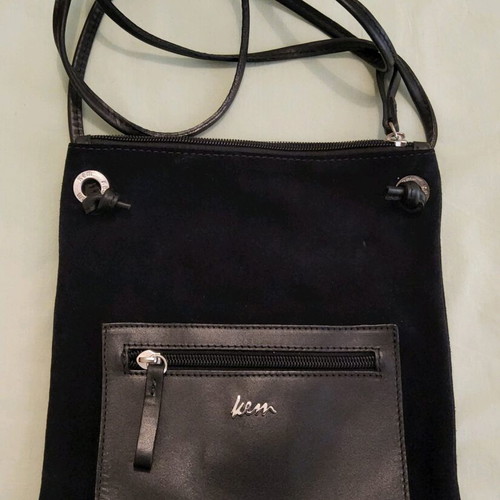 KEM crossbody bag new, black suede and leather