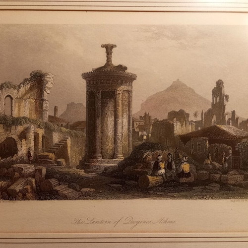 Lysicrates Monument engraving used from 1840 with frame