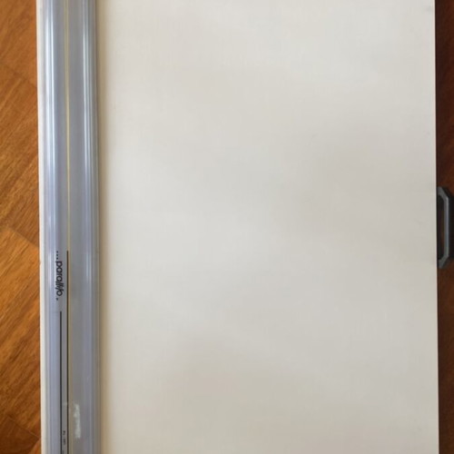 Drawing board with parallel ruler and Schoeller Canson drawing papers used