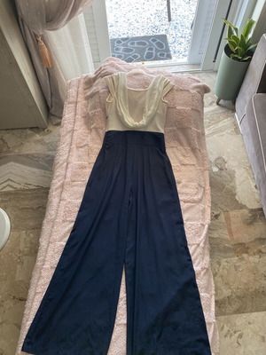 Le Vertige jumpsuit like new, beige and blue, size M