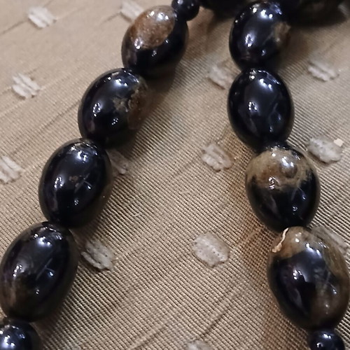Worry beads black coral used, 33 beads, high-strength cord
