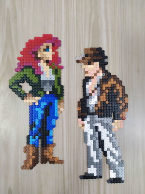 Σετ 2 χειροποίητα διακοσμητικά Indiana Jones και Sophia Hapgood καινούργια