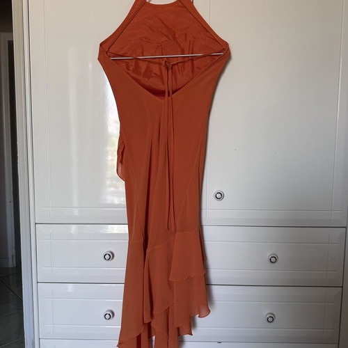 Rebecca Blu asymmetrical backless women's dress like new, orange, size M