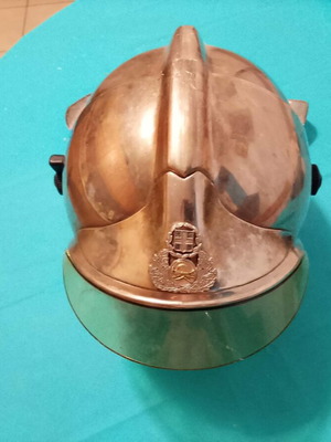 Firefighter helmet 1982 French model MSA-F1 chrome first generation
