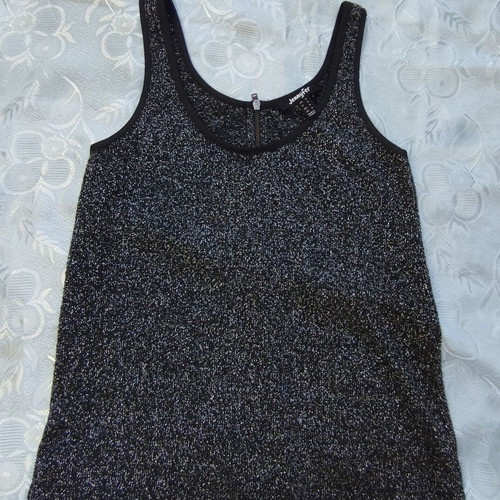 Jennyfer Black and Silver Metallic Lurex Tank Top Size S New