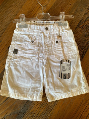 White bermuda shorts new with light stain, kids
