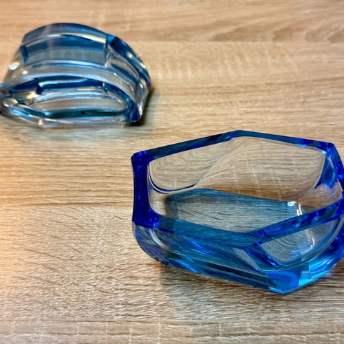 Blue glass container vintage 1950s like new