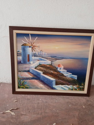 Oil painting landscape on canvas used