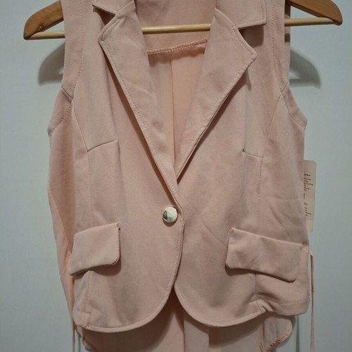 Sleeveless vest with transparency, new, soft pink